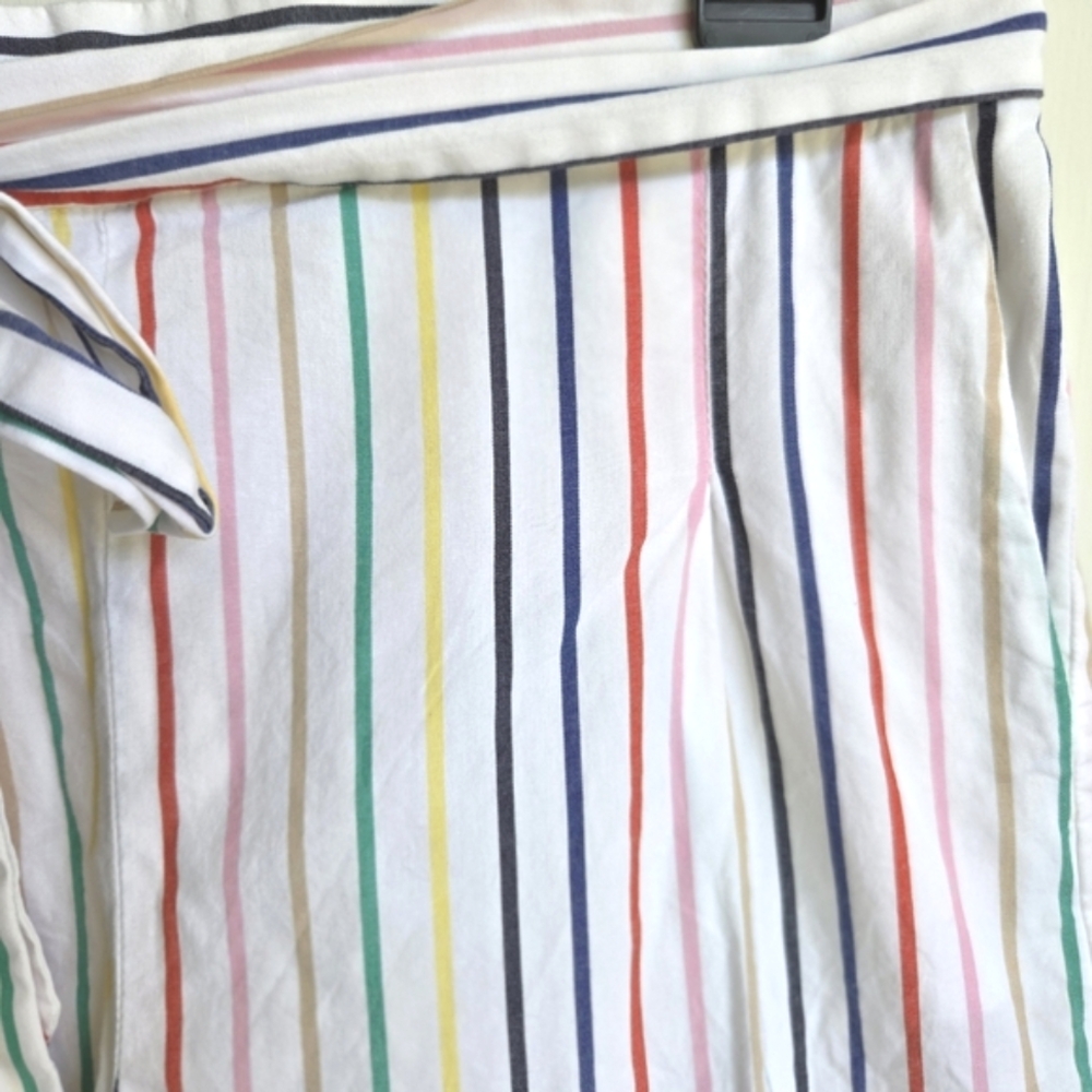 J. Crew Striped Tie Waist Shorts Multicolor Stripe Size-8 - Picture 3 of 8
